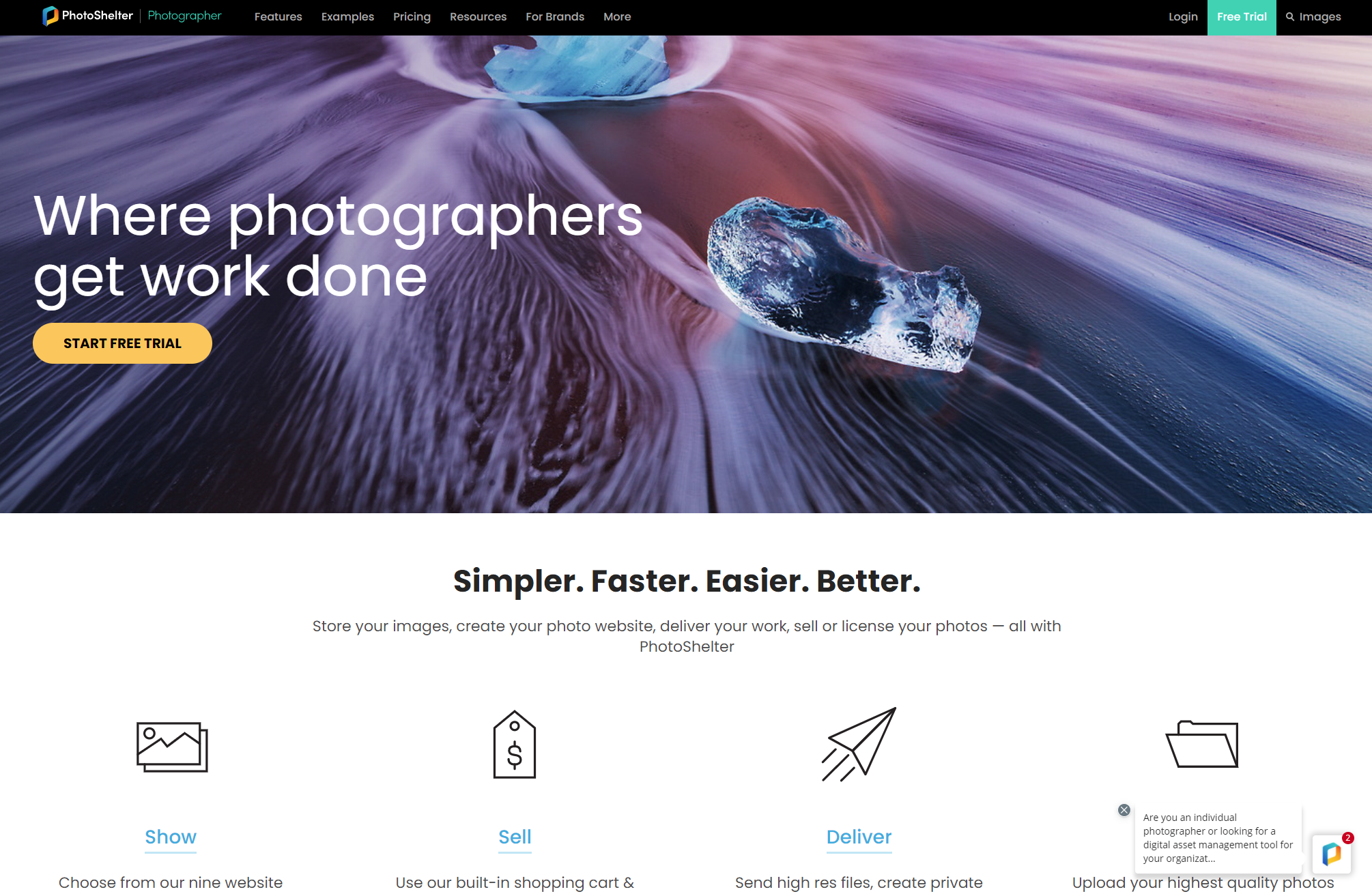 скрин главной страницы PhotoShelter